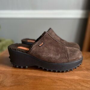 Rocket Dog Brown Suede Faux Fur Lined Platform Mule Clogs Women’s 9.5 Shoes